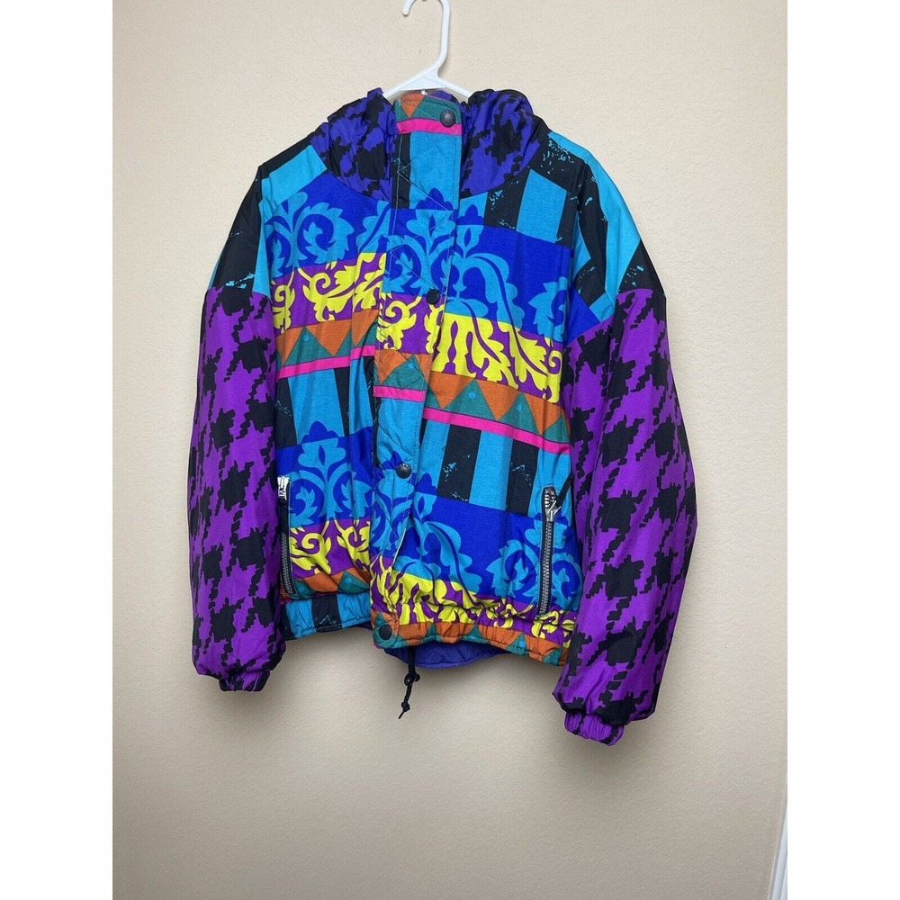 Obermeyer Ski Jacket Womens Size 12 Vintage Hooded Nylon Snow Board Ski 90’s